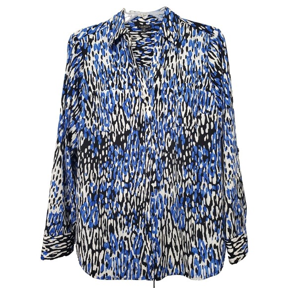 Talbots Nantucket Multicolor Animal Print Roll-Tab Sleeve Button-Up Shirt Size M - Picture 1 of 6